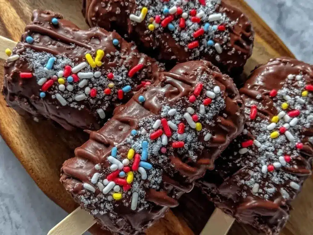 chocolate dipped frozen banana pops - featured image