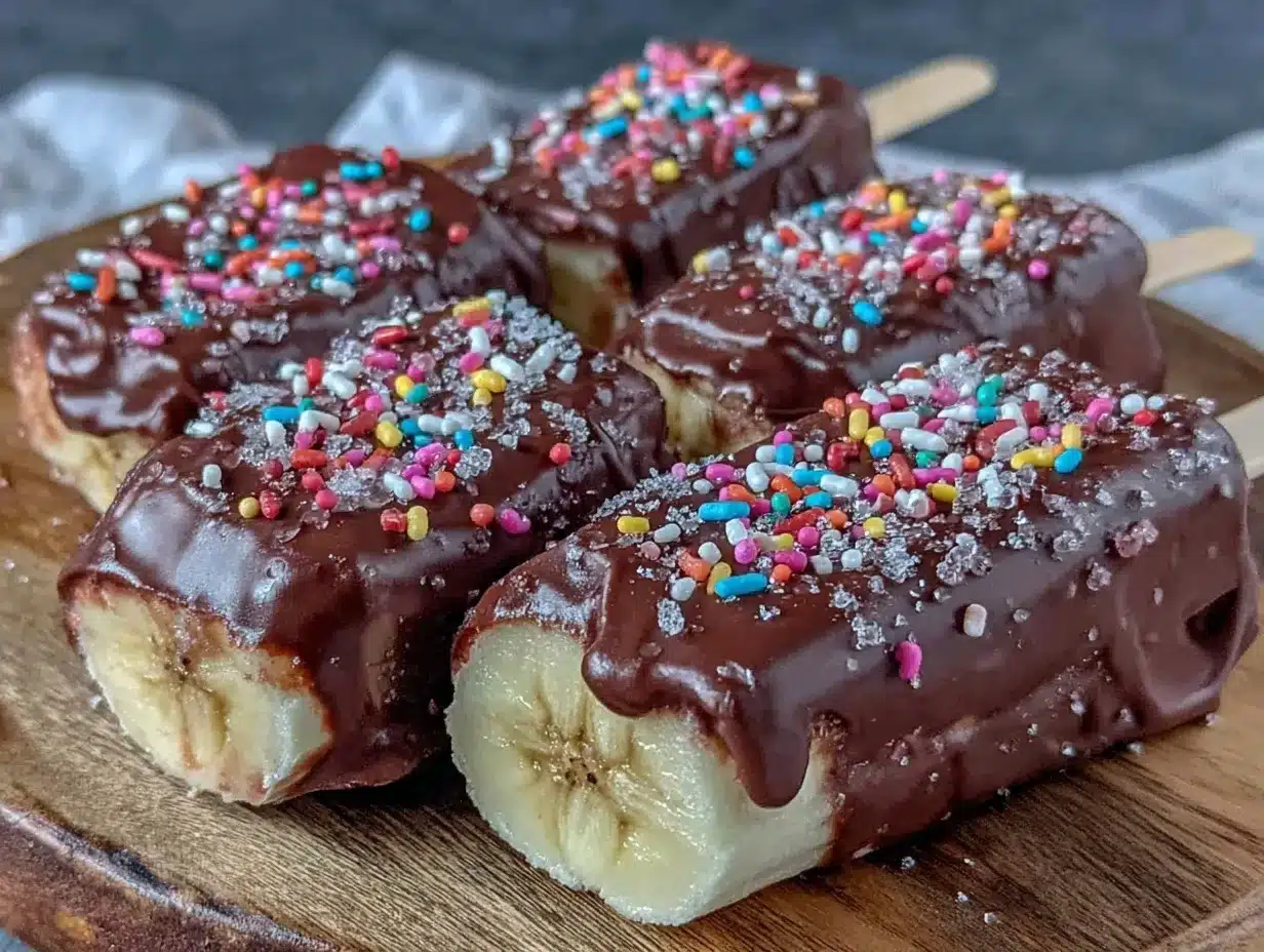 chocolate dipped frozen banana pops preparation steps