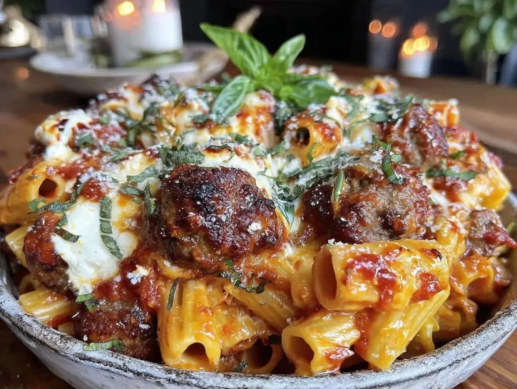 creamy baked ziti - featured image