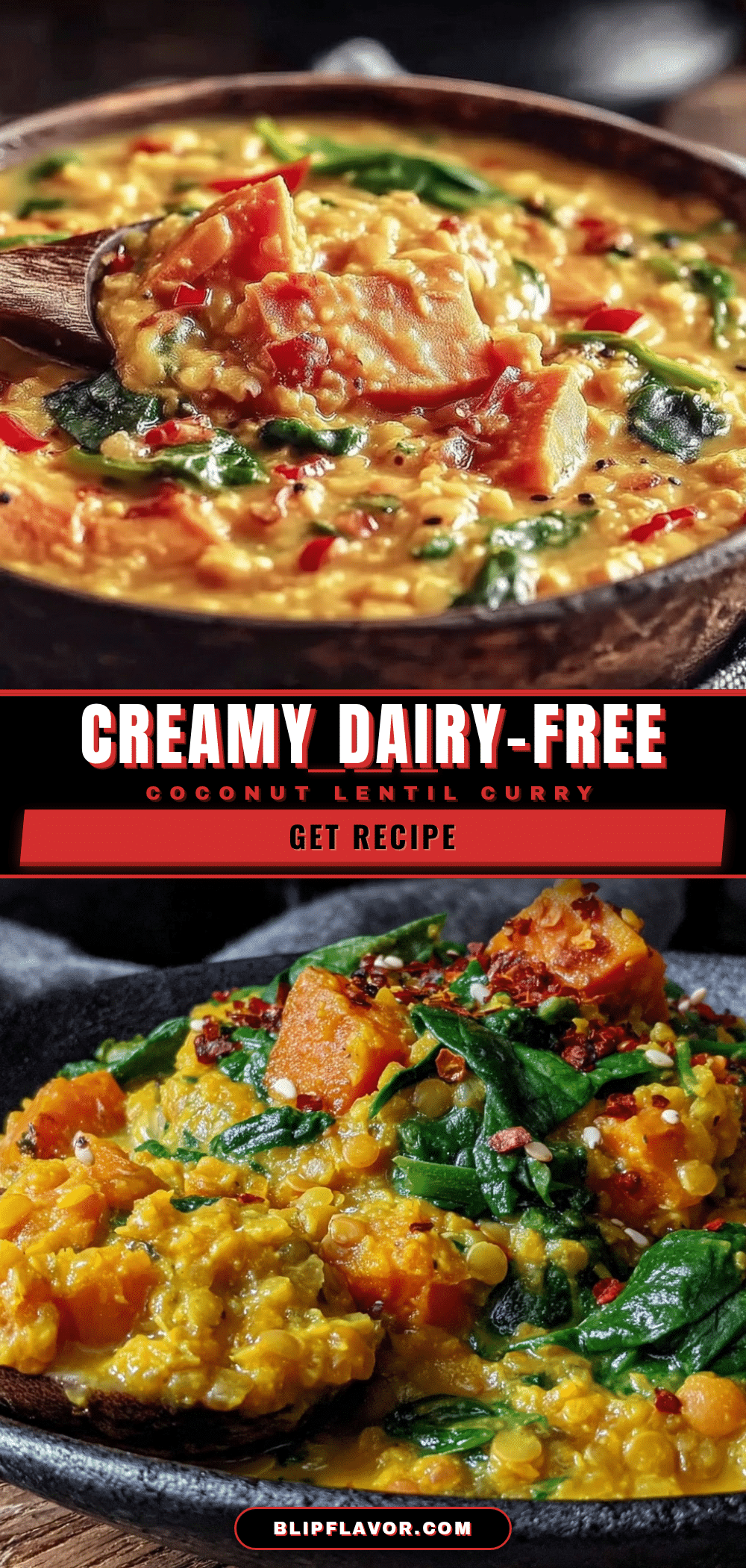 creamy dairy-free coconut lentil curry recipe