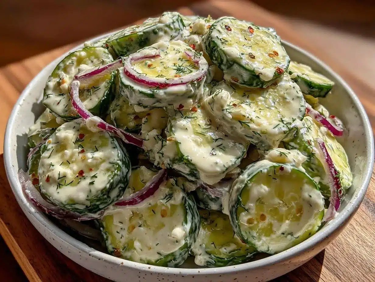 creamy dill cucumber onion salad preparation steps