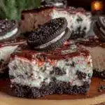 creamy no-bake Oreo cheesecake bars - featured image