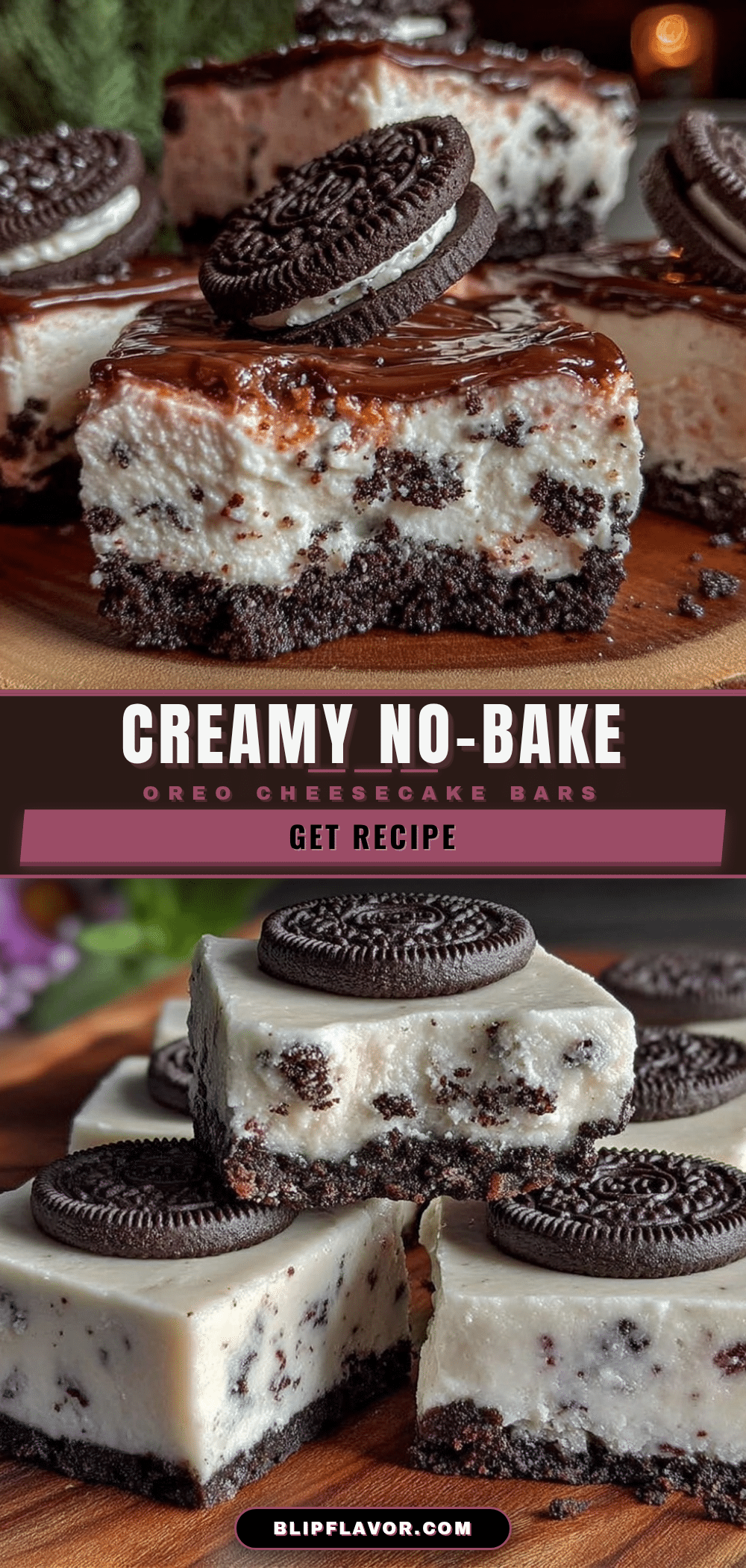 creamy no-bake Oreo cheesecake bars recipe