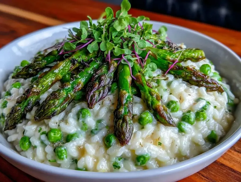 creamy spring asparagus risotto - featured image