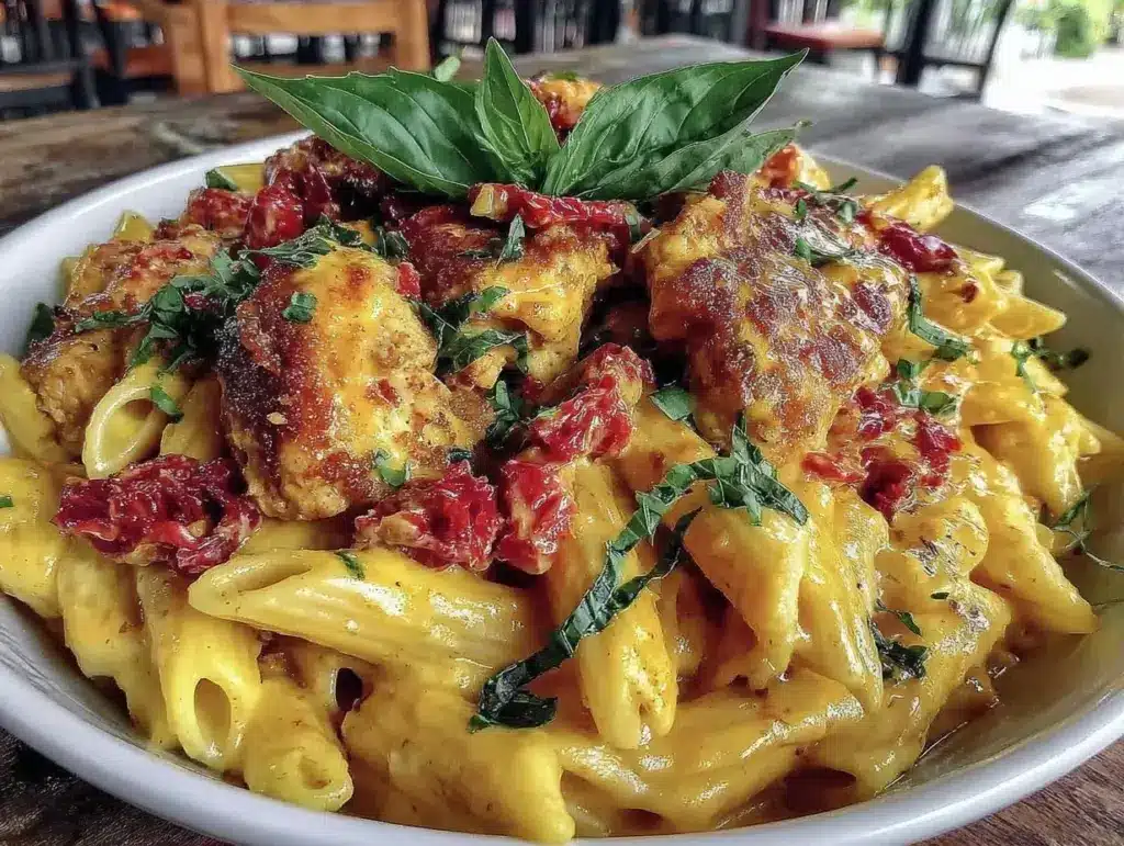 creamy sundried tomato chicken penne - featured image