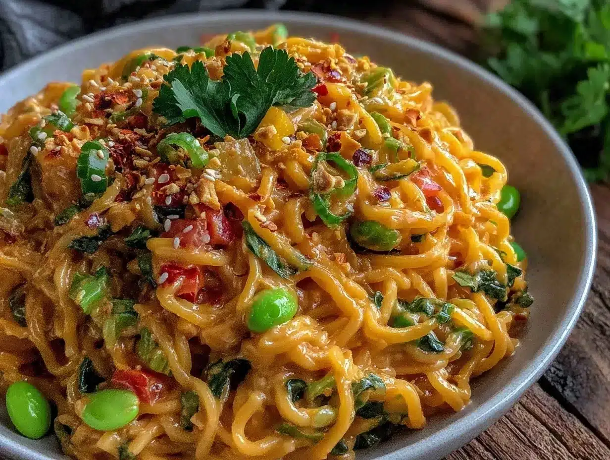 crispy Asian peanut noodle salad preparation steps