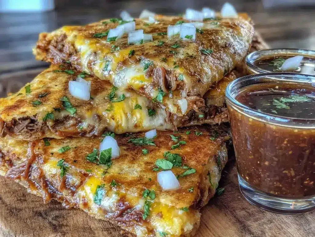 crispy birria quesadilla triangles - featured image