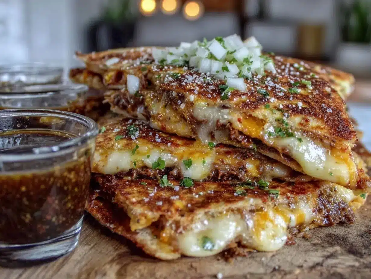 crispy birria quesadilla triangles preparation steps