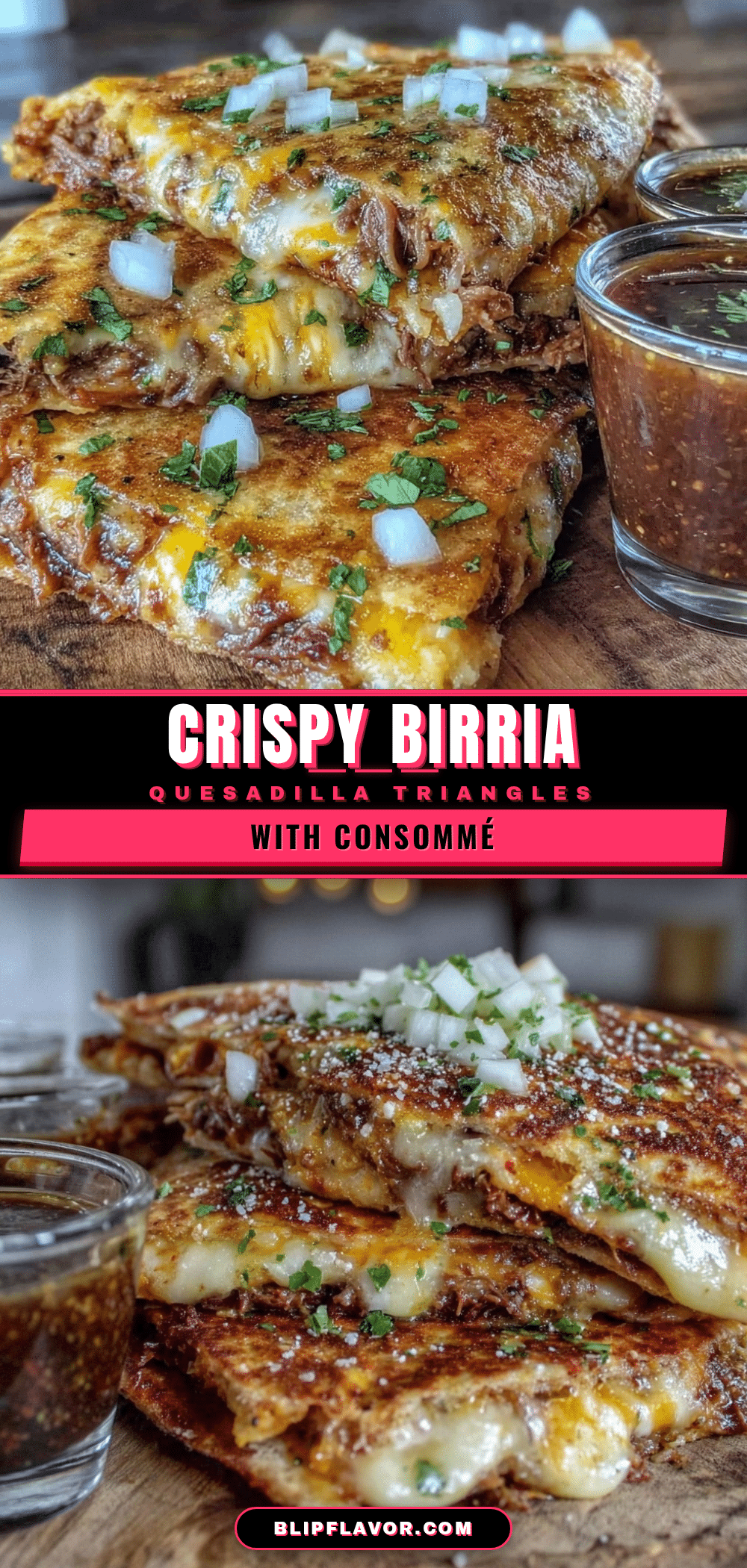 crispy birria quesadilla triangles recipe