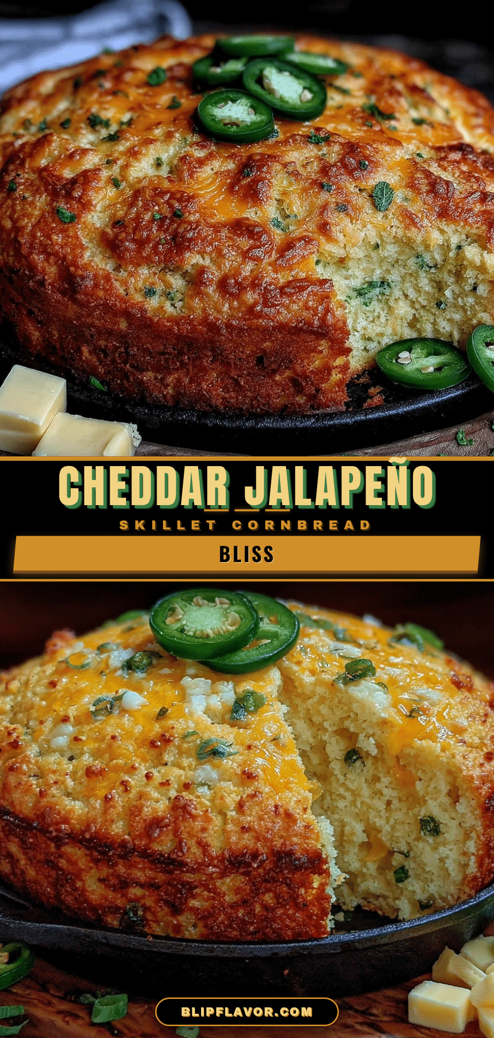 crispy cheddar jalapeño skillet cornbread recipe
