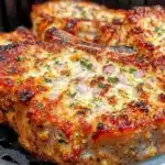 crispy garlic parmesan air fryer pork chops - featured image