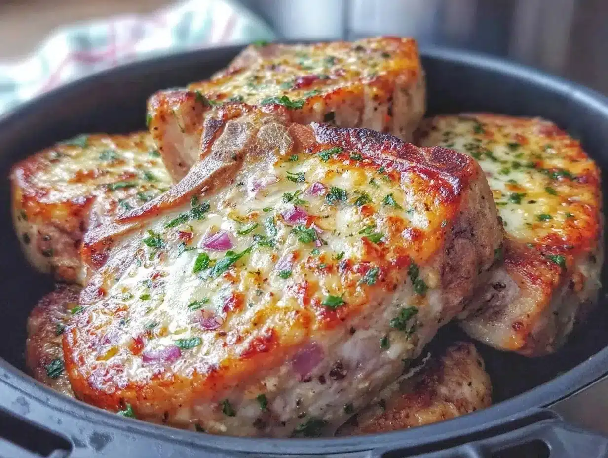 crispy garlic parmesan air fryer pork chops preparation steps
