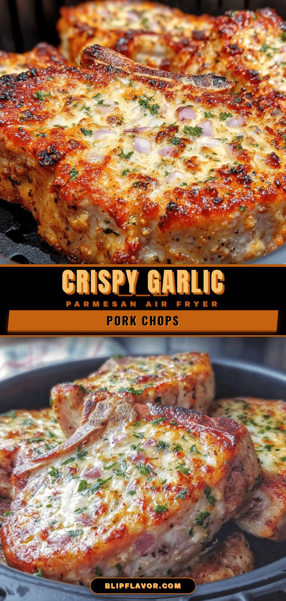 crispy garlic parmesan air fryer pork chops recipe