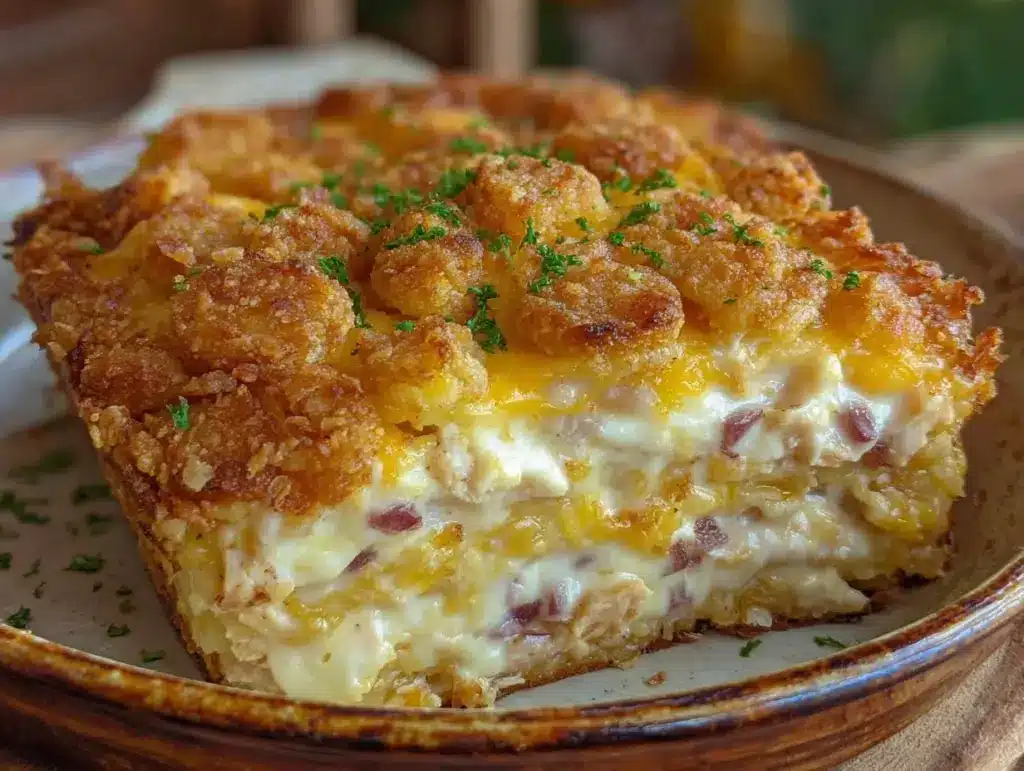 crispy million dollar chicken casserole - featured image