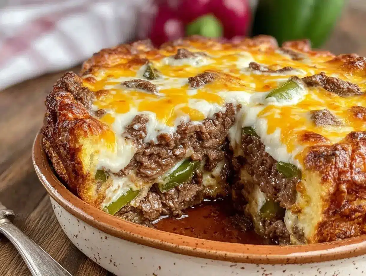 crispy philly cheesesteak casserole preparation steps