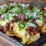 crispy sheet pan carnitas nachos - featured image