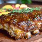 crockpot peach bbq ribs - featured image