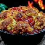 Dutch oven peach cobbler - featured image