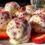 easy creamy strawberry champagne truffles - featured image