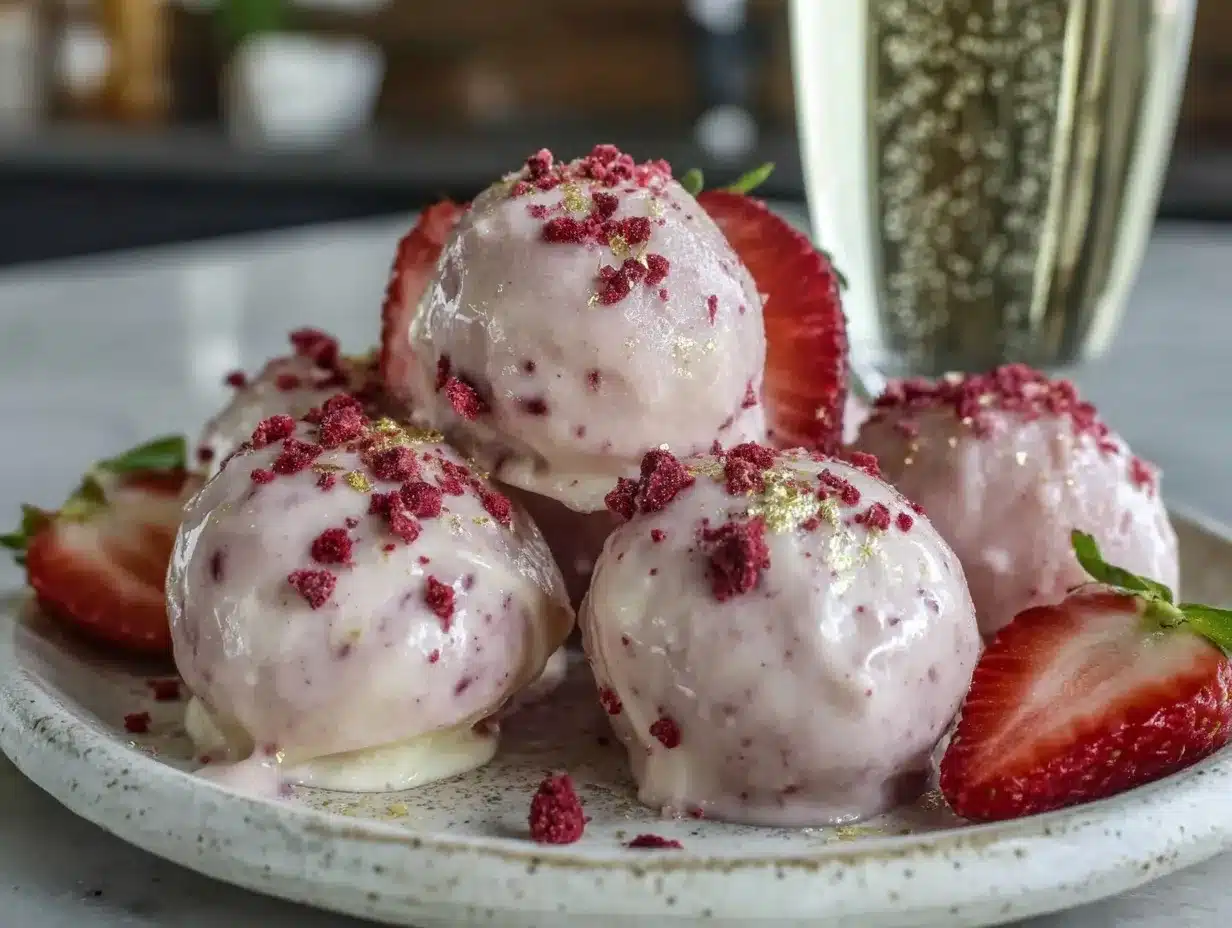 easy creamy strawberry champagne truffles preparation steps
