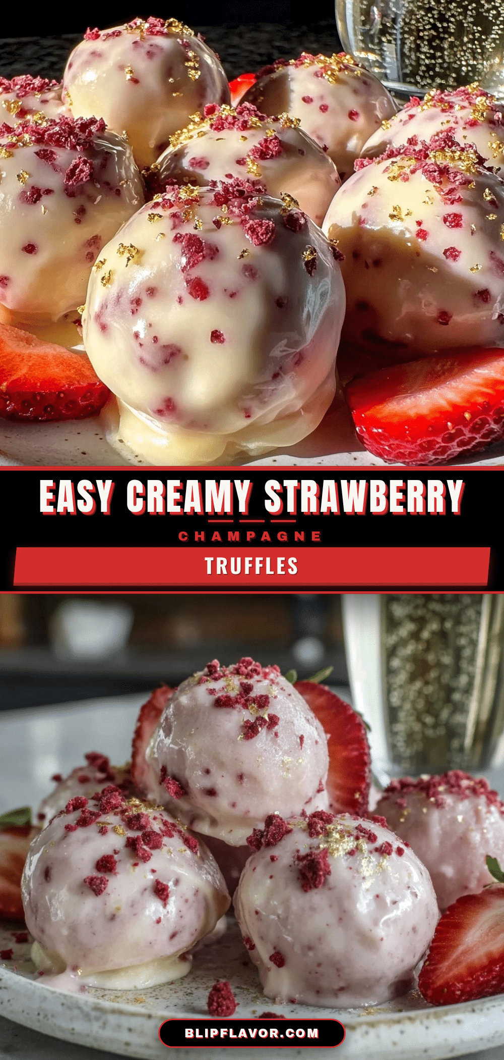 easy creamy strawberry champagne truffles recipe