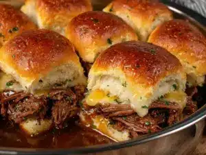Easy Crockpot French Dip Sliders - featured image