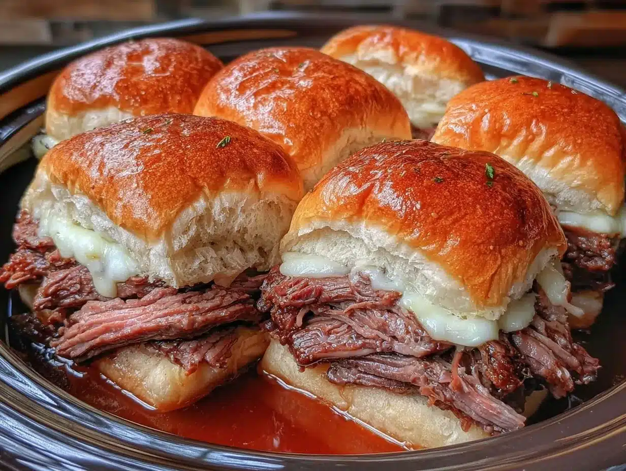 Easy Crockpot French Dip Sliders preparation steps