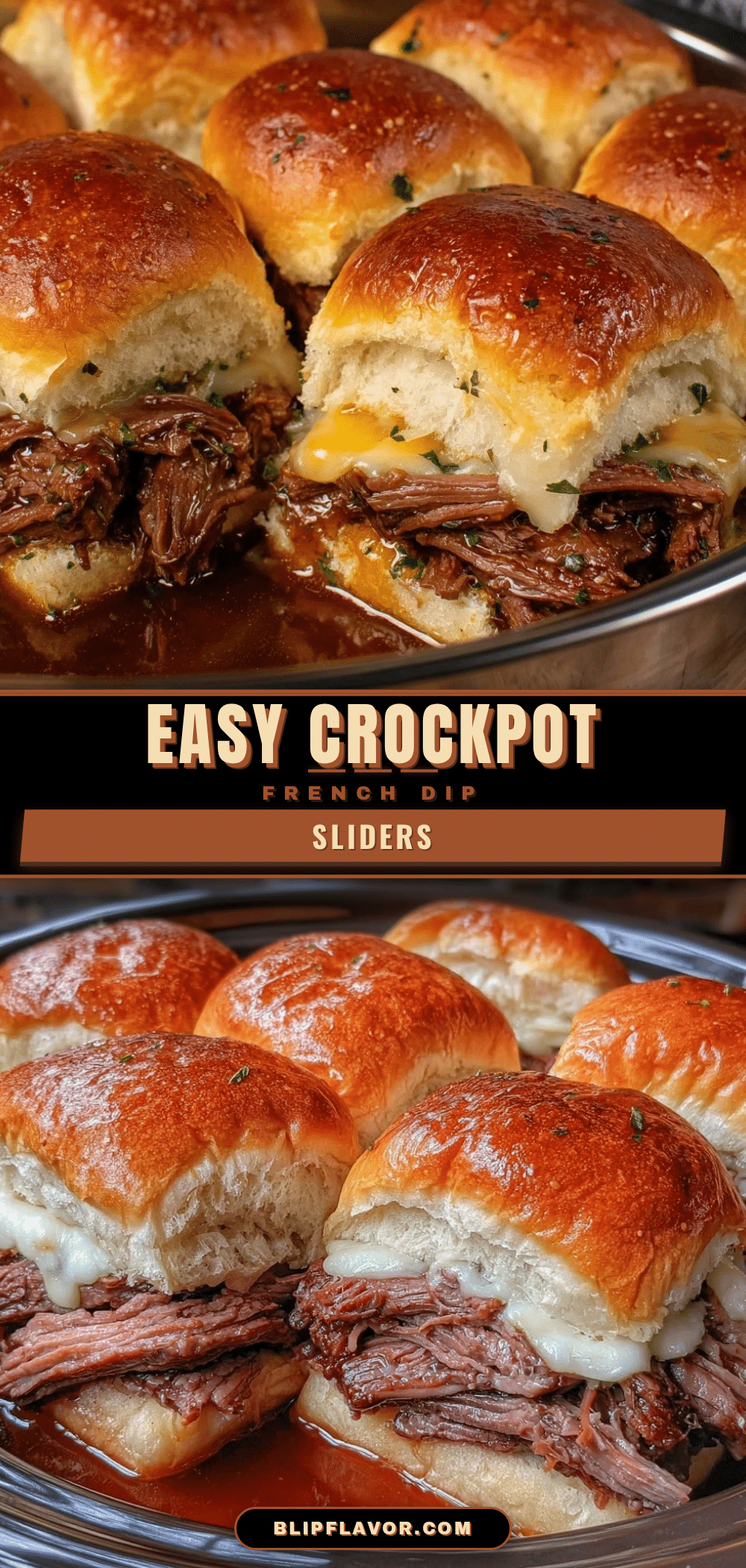 Easy Crockpot French Dip Sliders recipe