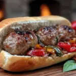 easy crockpot italian sausage and peppers sandwiches - featured image