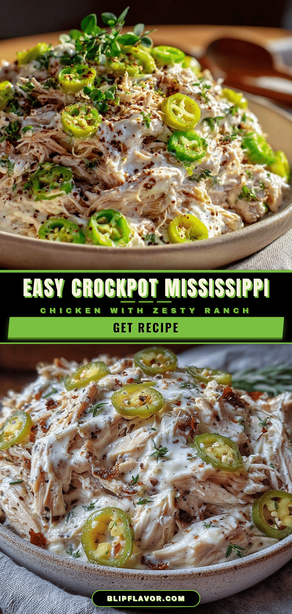Easy Crockpot Mississippi Chicken recipe