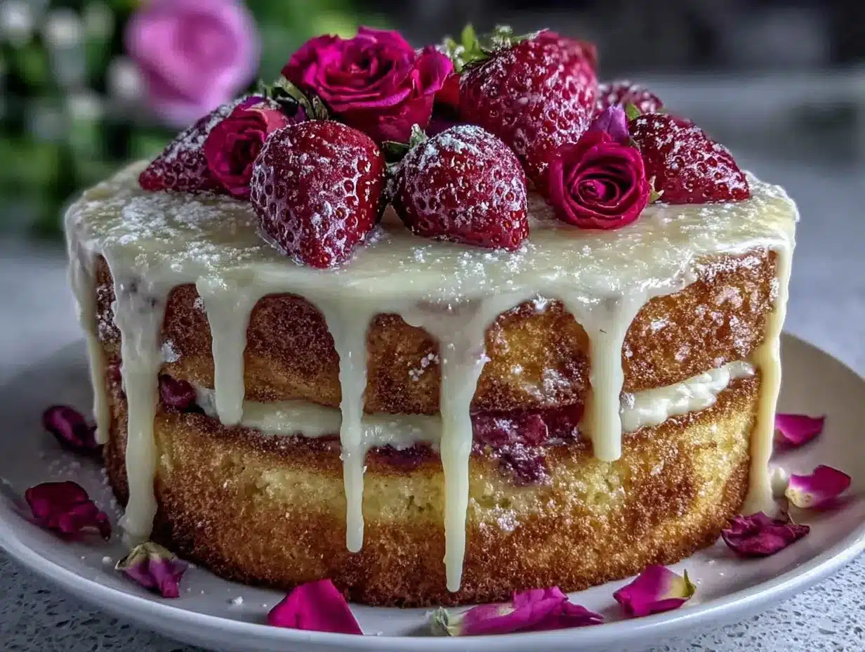 Elegant Strawberry Rose Naked Cake preparation steps