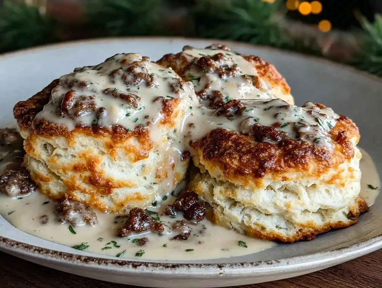 fluffy buttermilk biscuits with creamy sausage gravy preparation steps