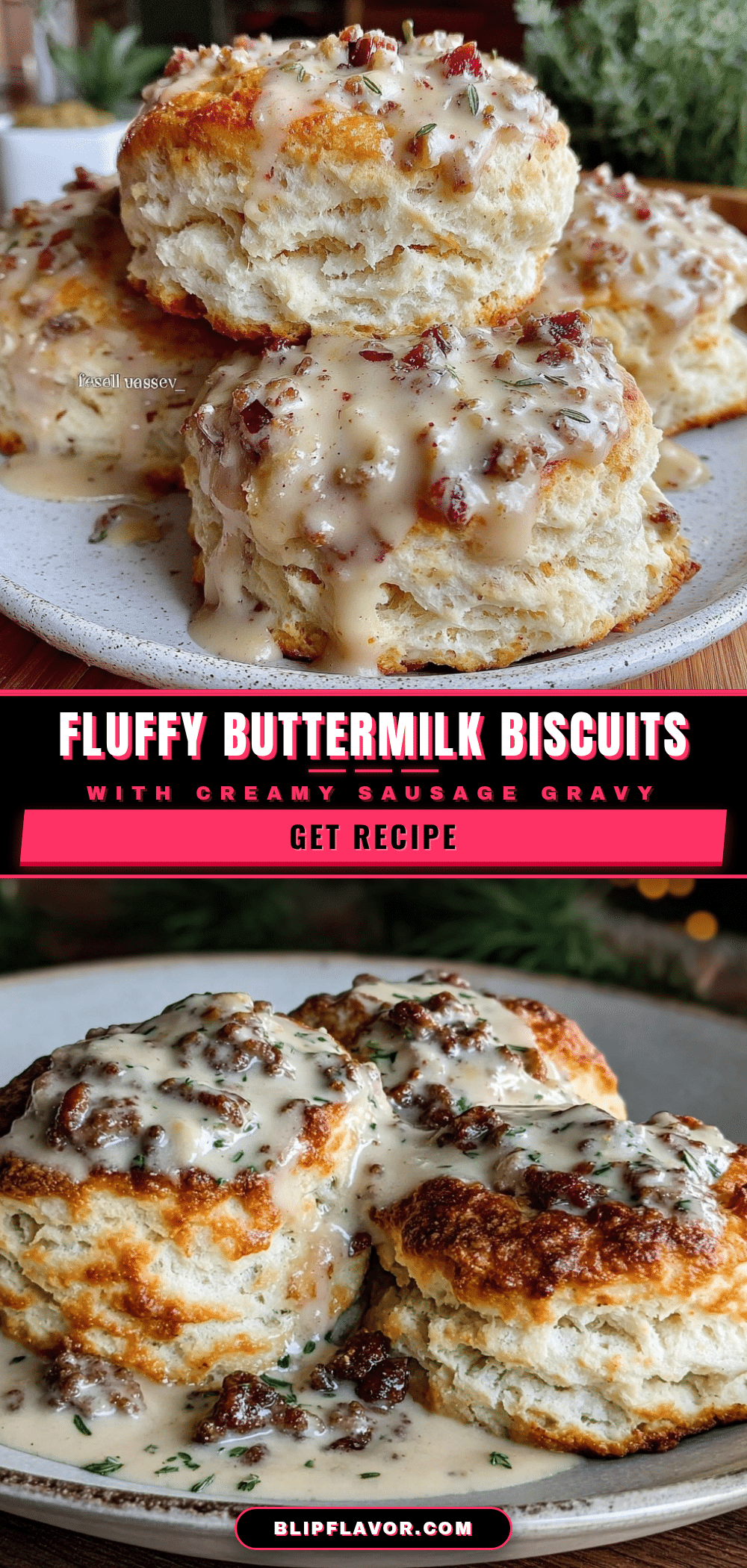 fluffy buttermilk biscuits with creamy sausage gravy recipe