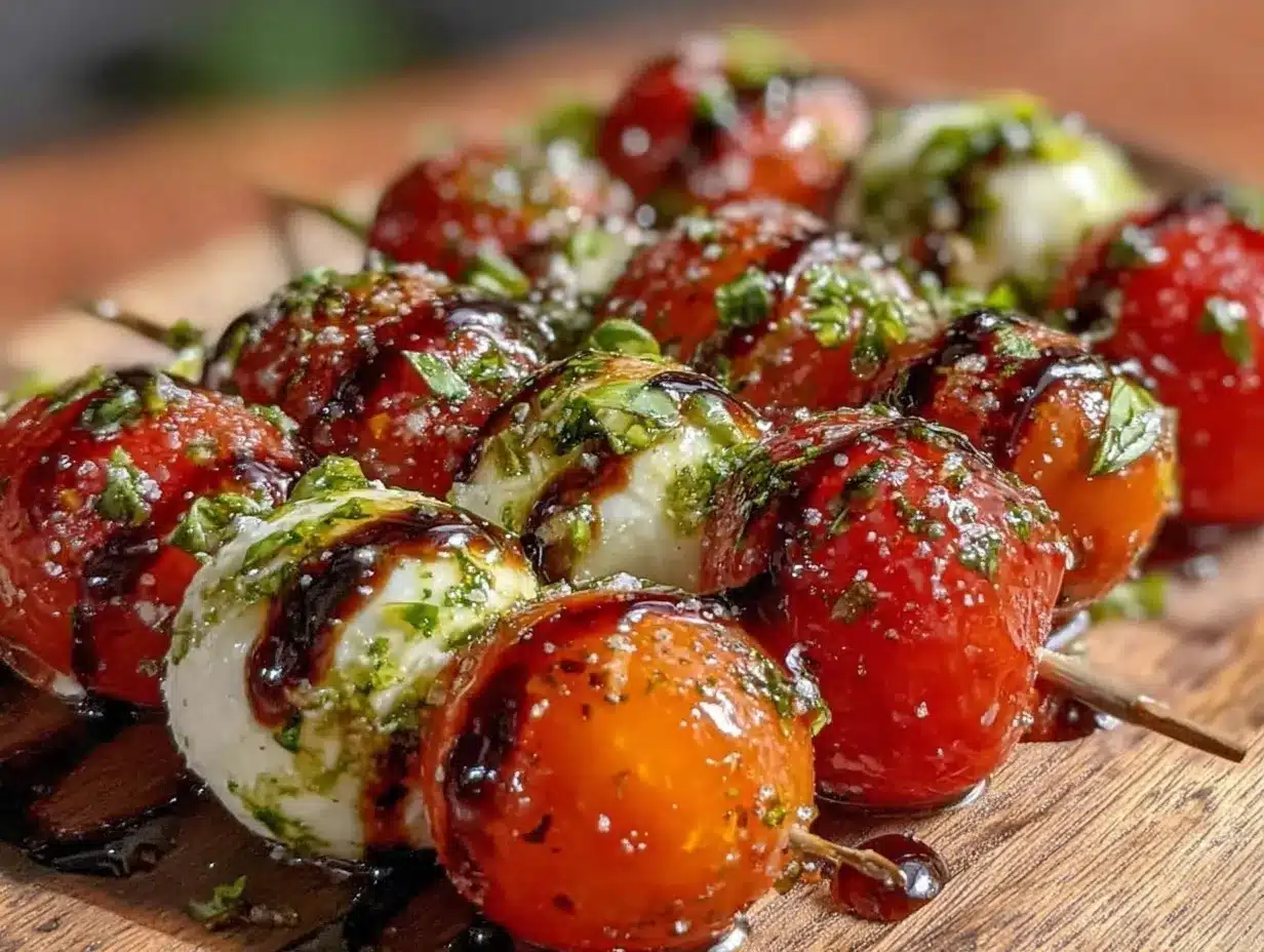 fresh caprese skewers preparation steps