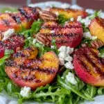 fresh grilled peach arugula salad - featured image