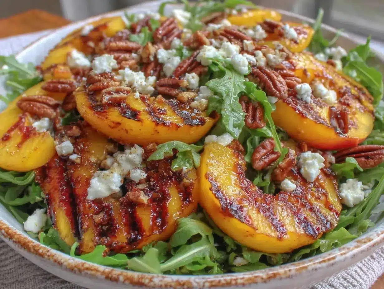 fresh grilled peach arugula salad preparation steps