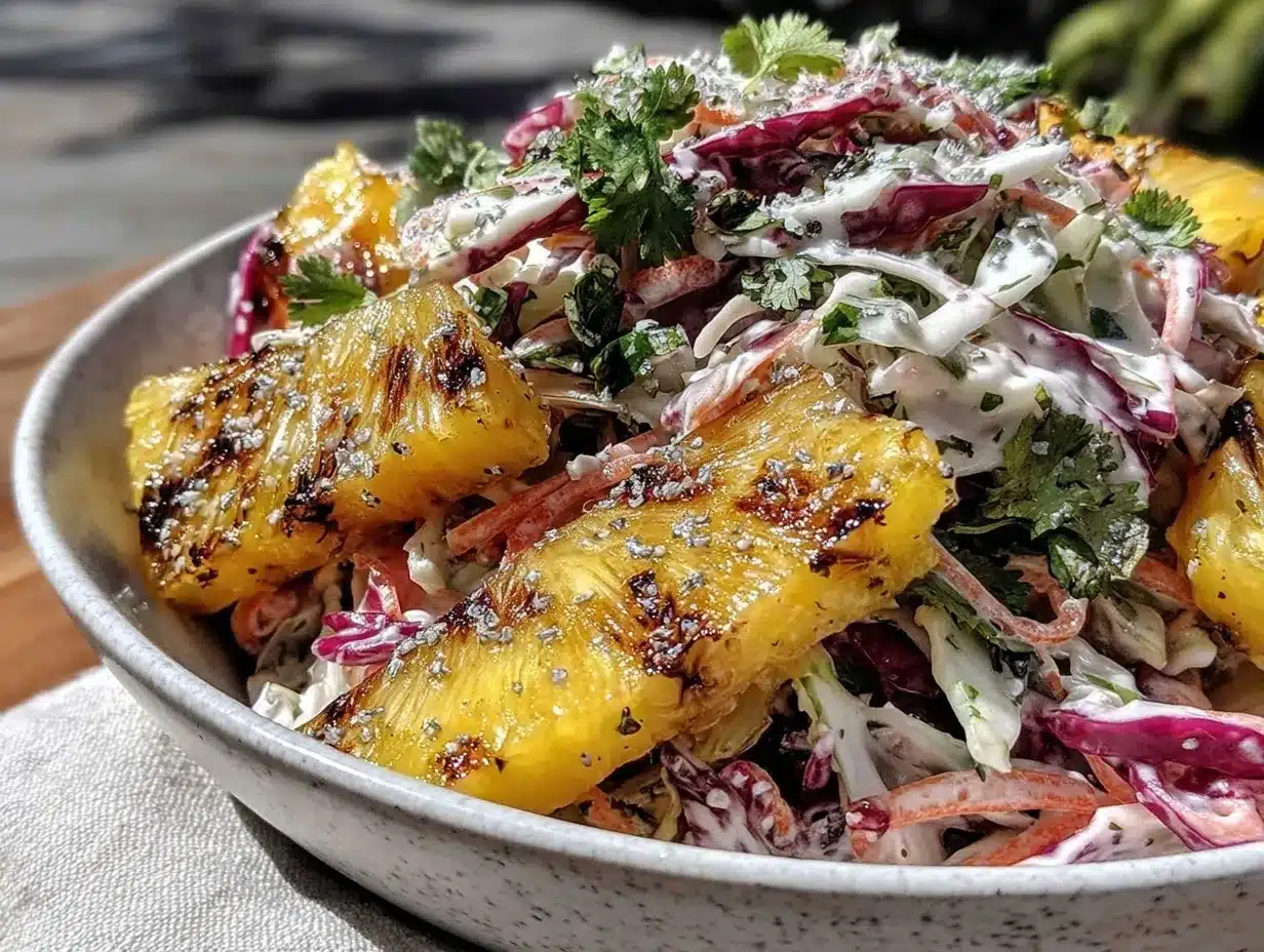 fresh grilled pineapple coleslaw preparation steps