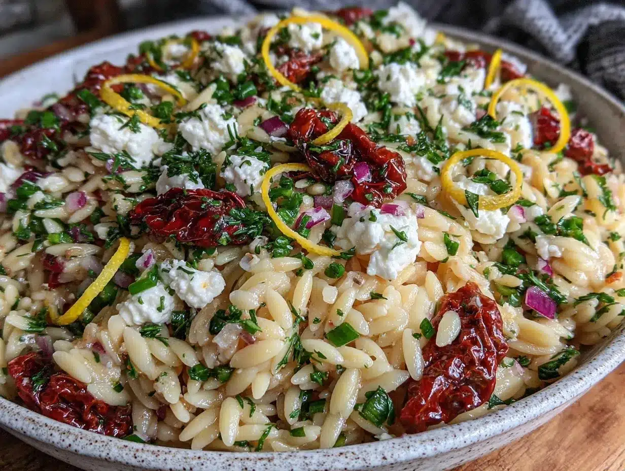 fresh lemon herb orzo pasta salad preparation steps