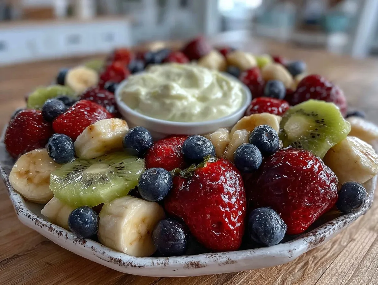 fresh loaded patriotic fruit platter preparation steps