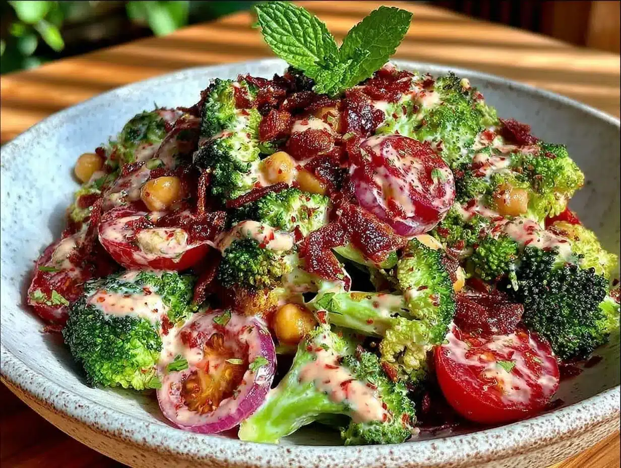 fresh mediterranean broccoli salad preparation steps