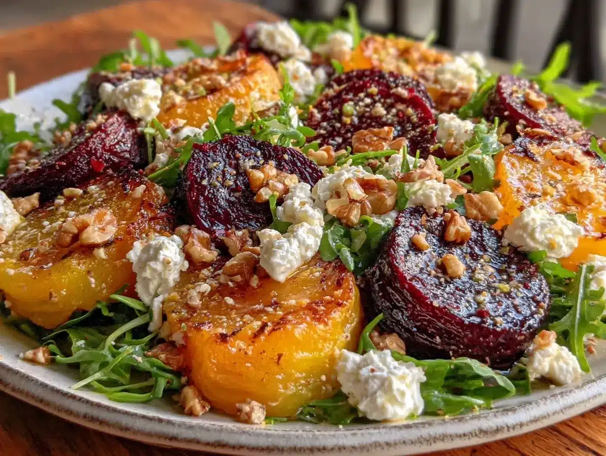 fresh roasted beet and goat cheese salad preparation steps