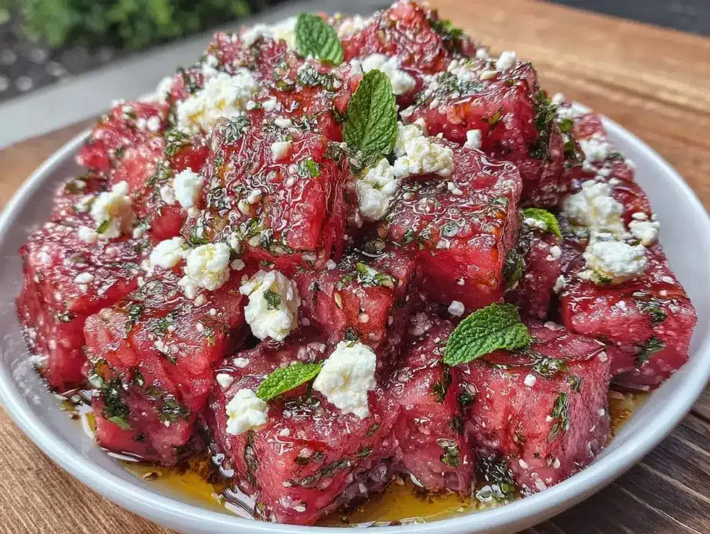 fresh watermelon feta mint salad - featured image