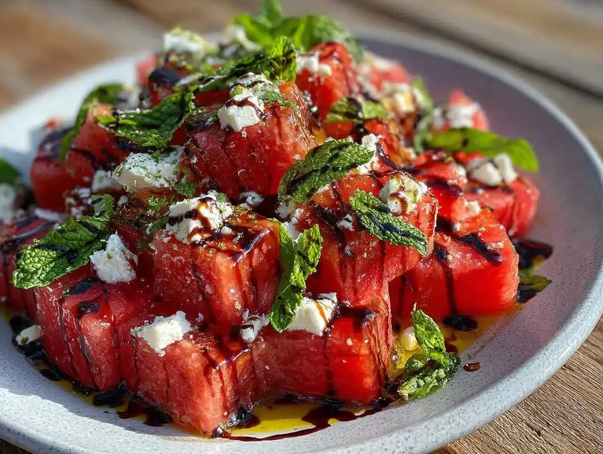 fresh watermelon feta mint salad preparation steps