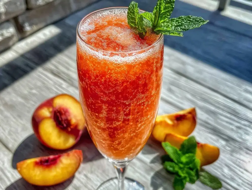Frozen Peach Bellini Slushie - featured image