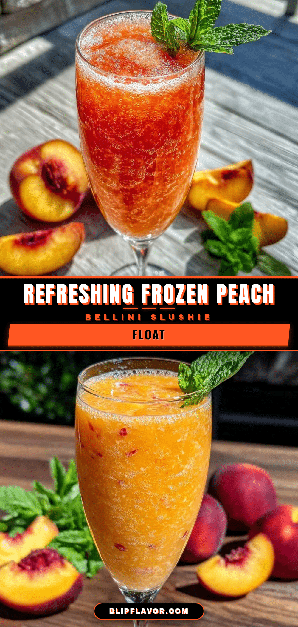 Frozen Peach Bellini Slushie recipe