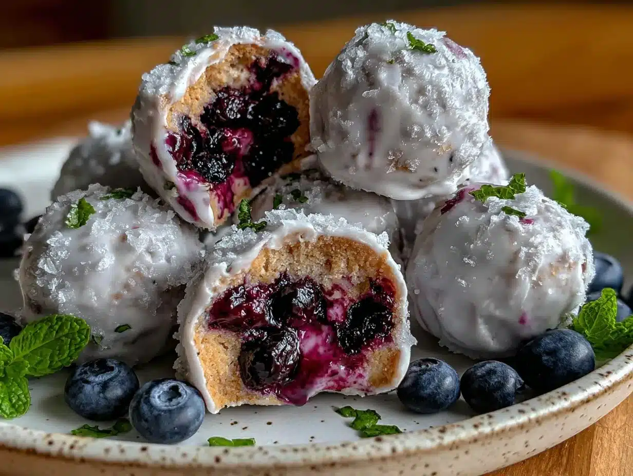 frozen yogurt covered blueberry bites preparation steps