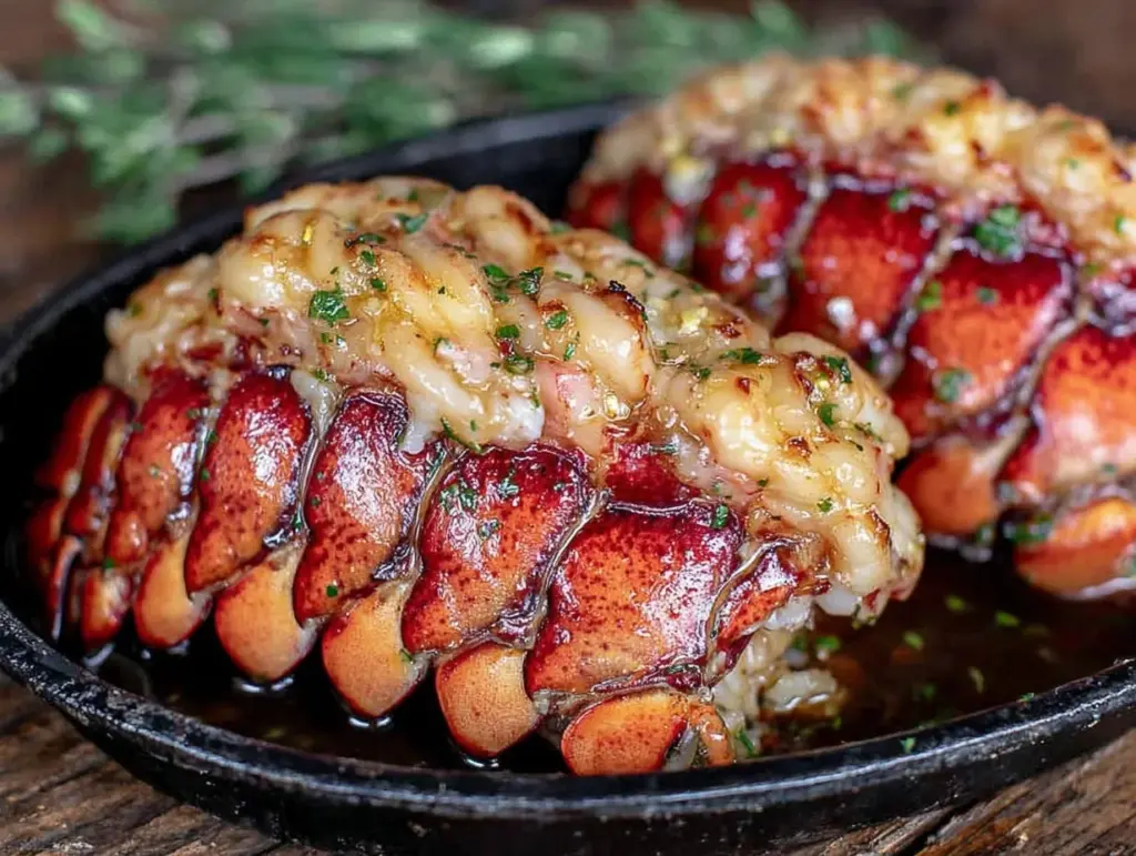 garlic butter baked lobster tail - featured image