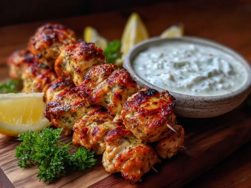 grilled chicken souvlaki skewers - featured image