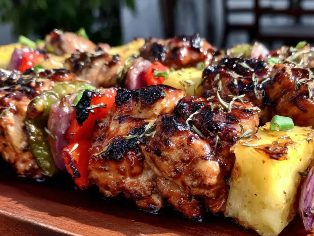 grilled hawaiian chicken kabobs - featured image