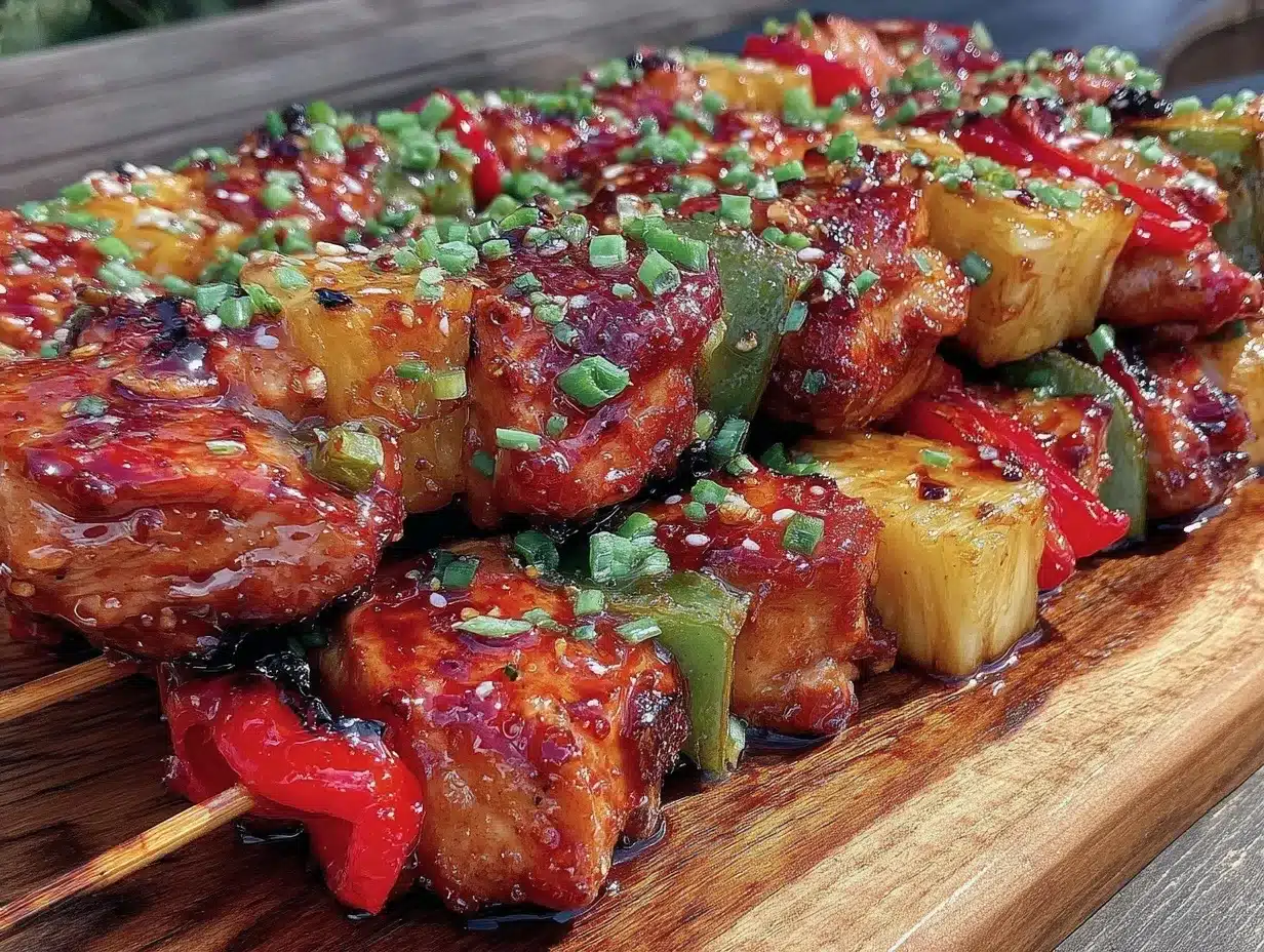 grilled hawaiian chicken kabobs preparation steps